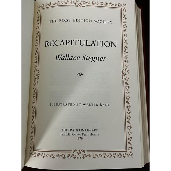 Franklin Library First 1st Edition HC Book Recapitulation Book by Wallace Stegne - Picture 7 of 8